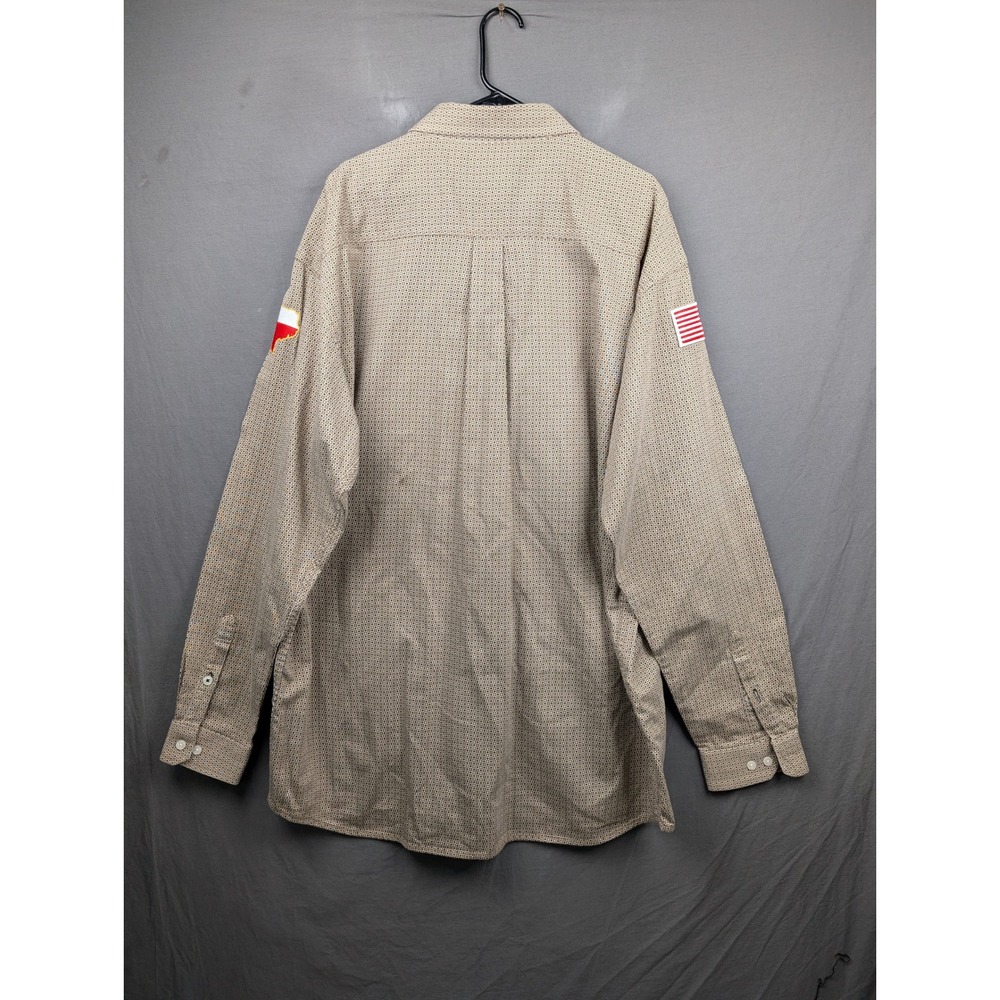 Cinch WRX Mens Flame Resistant Work Shirt Tan Geometric Pattern XXL - Picture 2 of 8